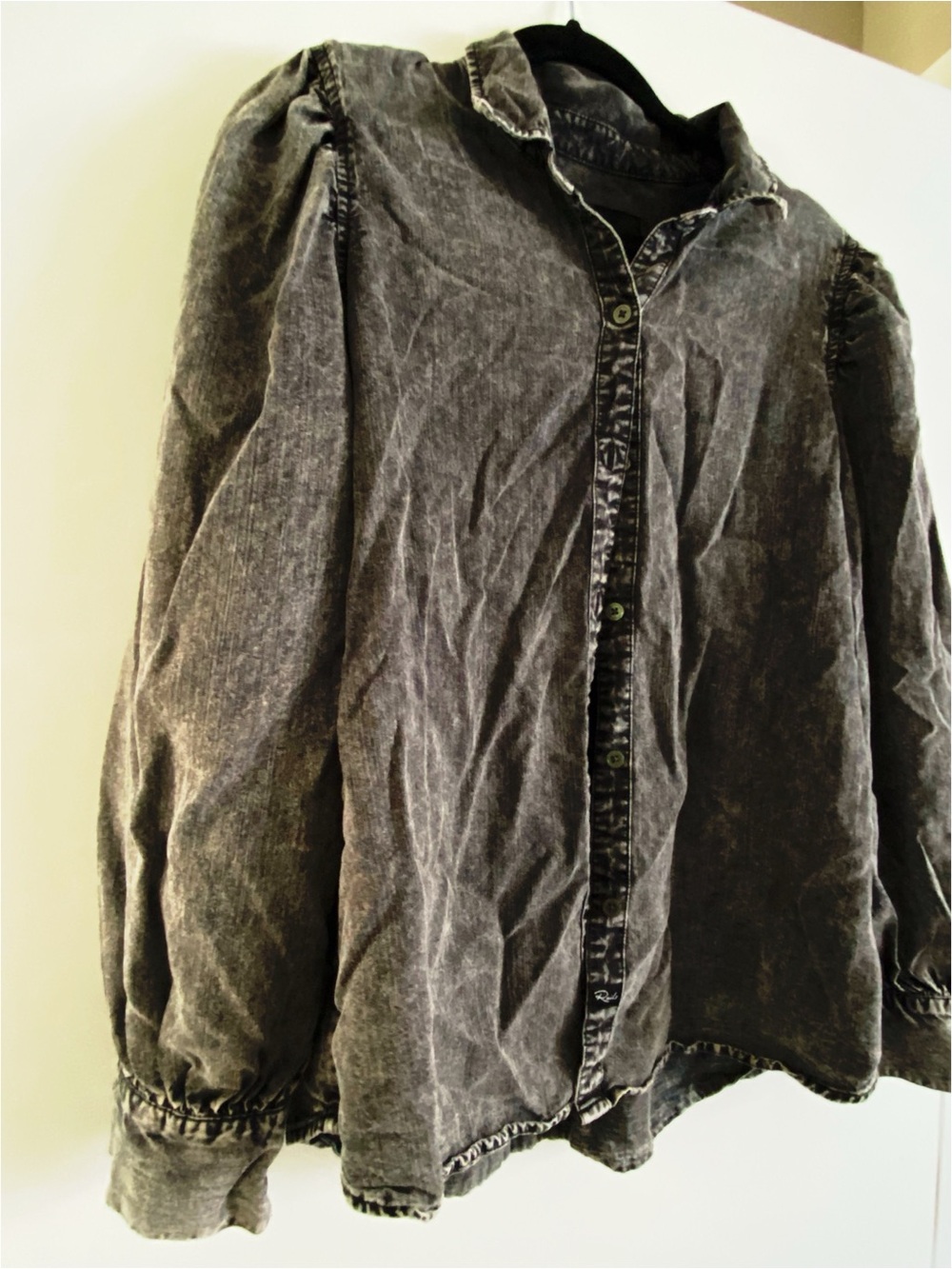 RAILS Black Acid Wash Long Sleeve Boho Blouse Size Large - Picture 6 of 9